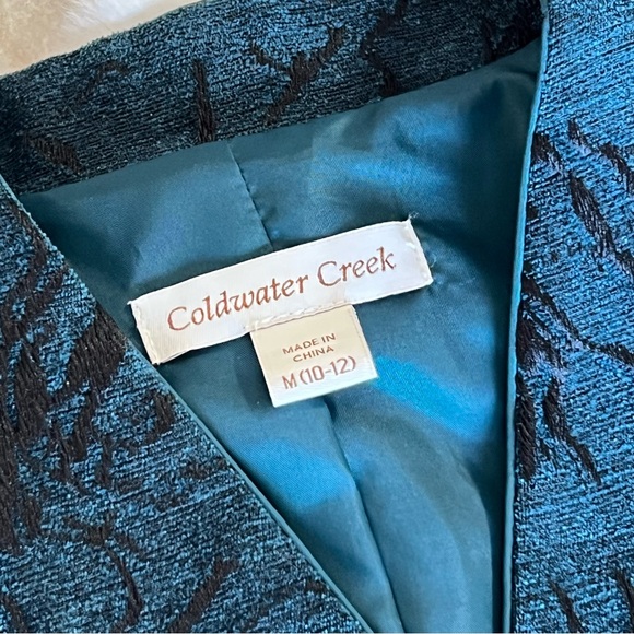 Coldwater Creek Jacquard Blazer Jacket Medium 10 12 Textured Embroidered - Picture 15 of 16